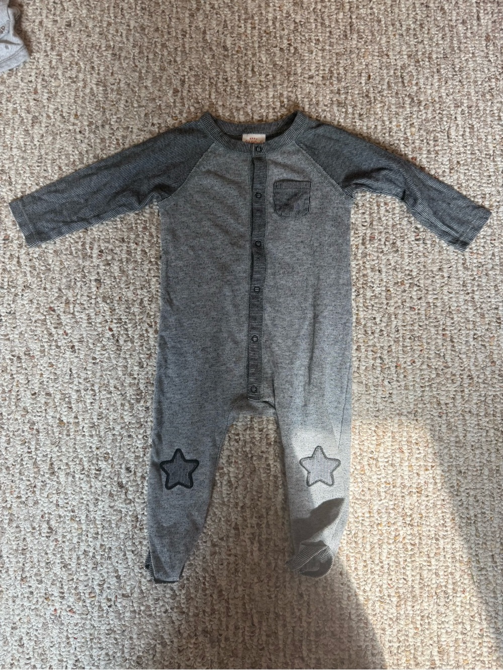 Grey Star-Accent Baby One-Piece Romper
